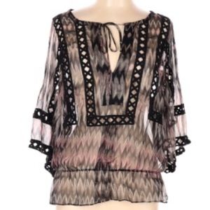 Sheer Daniel Rain pattern blouse (Top) Size Large